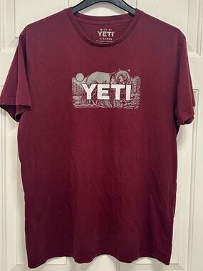 Yeti Men's Maroon Short Sleeve Logo Tee XL